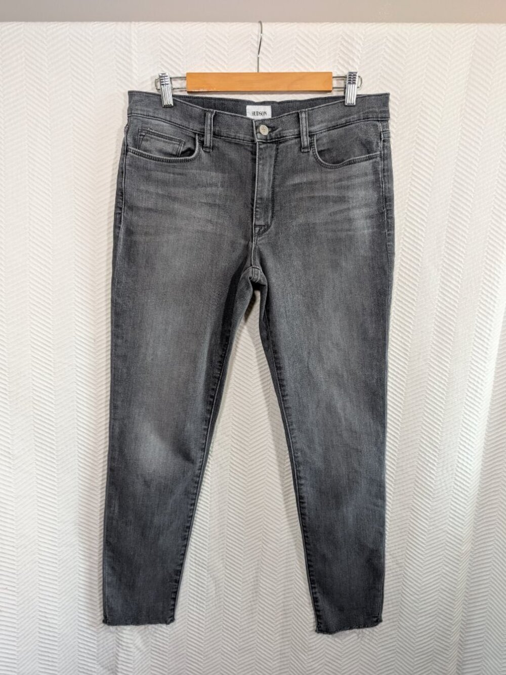 Hudson Jeans Natalie Mid Rise Super Skinny Ankle Jean Grey Stretch Denim Size 30